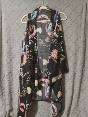 Black Floral & Chain Print Kimono